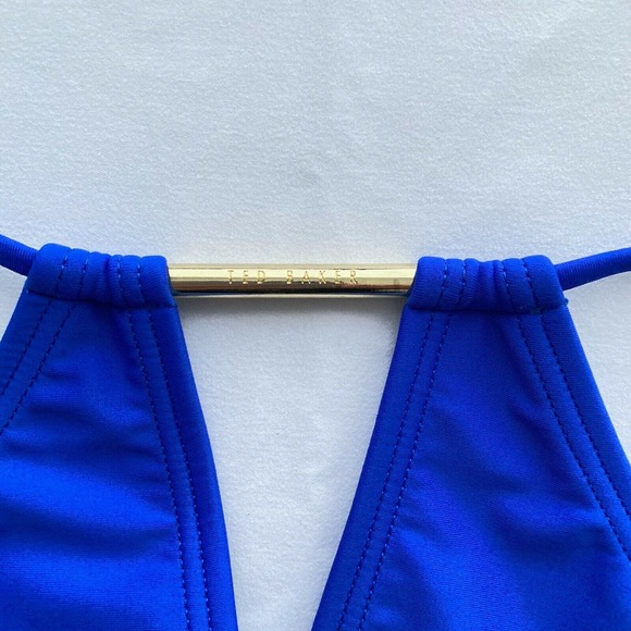 Ted Baker Womens Halter One Piece Swimsuit Bright Blue M Medium Size 3 - Picture 3 of 6